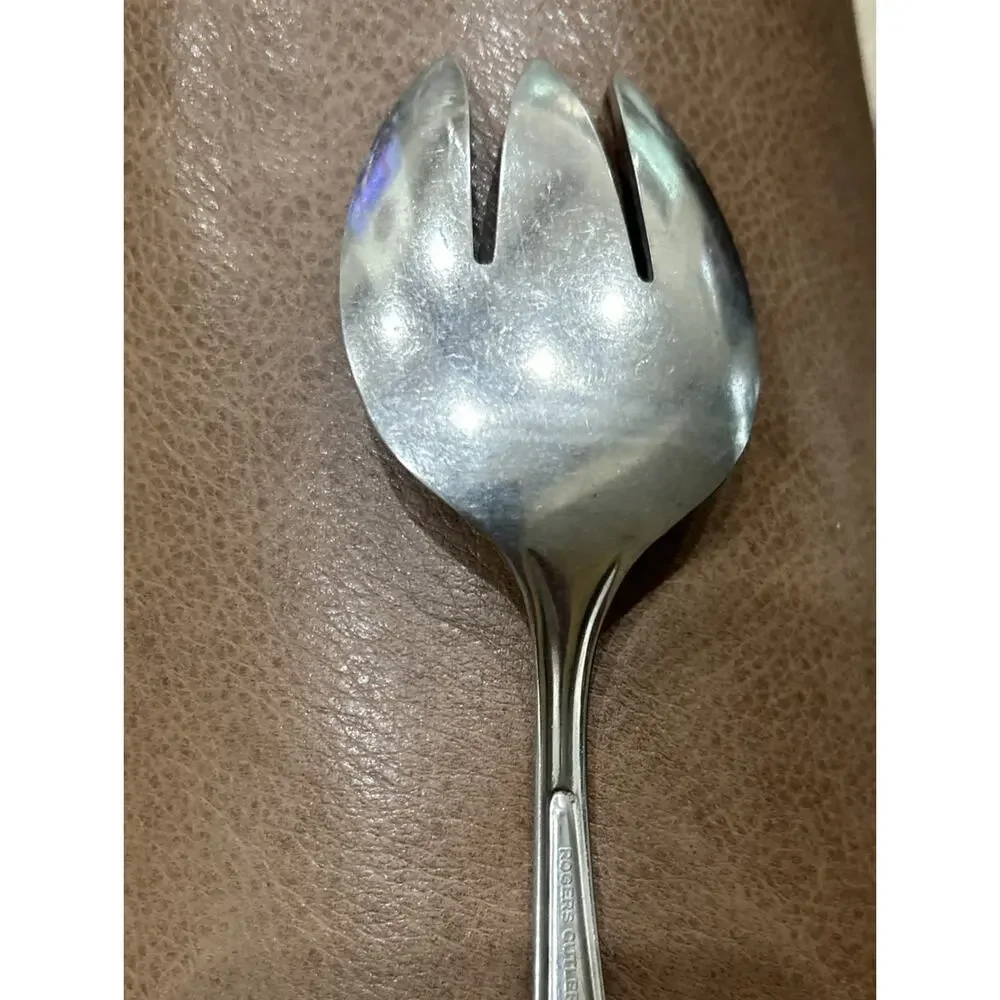 Vtg Rogers Cutlery Co. Cold Meat Serving Fork‎ 7.5” I S Stainless Modern Living